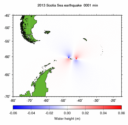 Fig.4 Animation of tsunami propagation