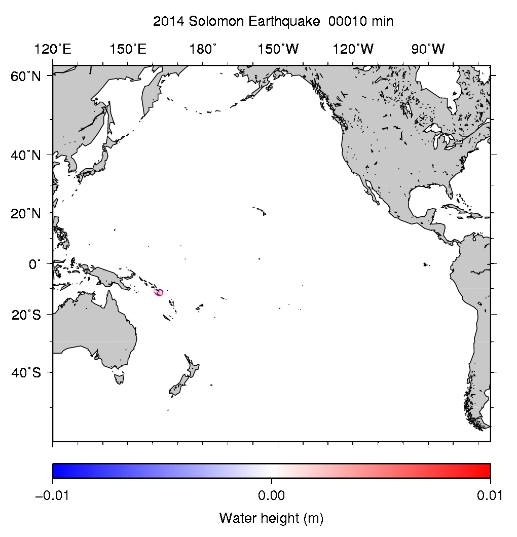 Fig.3 Animation of tsunami propagation